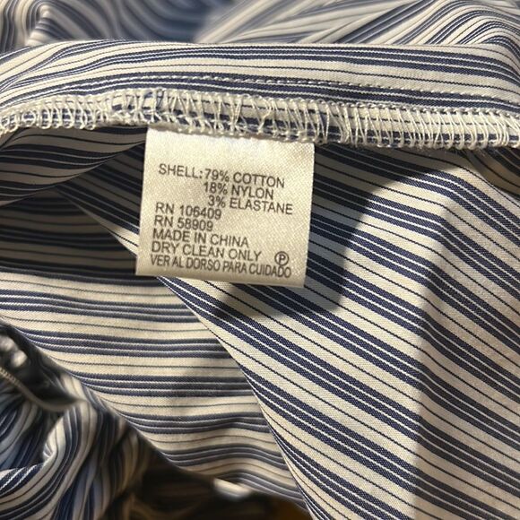 CREMIEUX Off The Shoulder Blue and White Pinstriped Dress - Picture 11 of 14